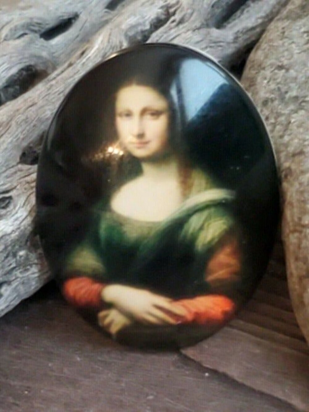 Mona Lisa Leonardo da Vinci Masterpiece Art Painting Glass Oval Cabochon 40x30mm